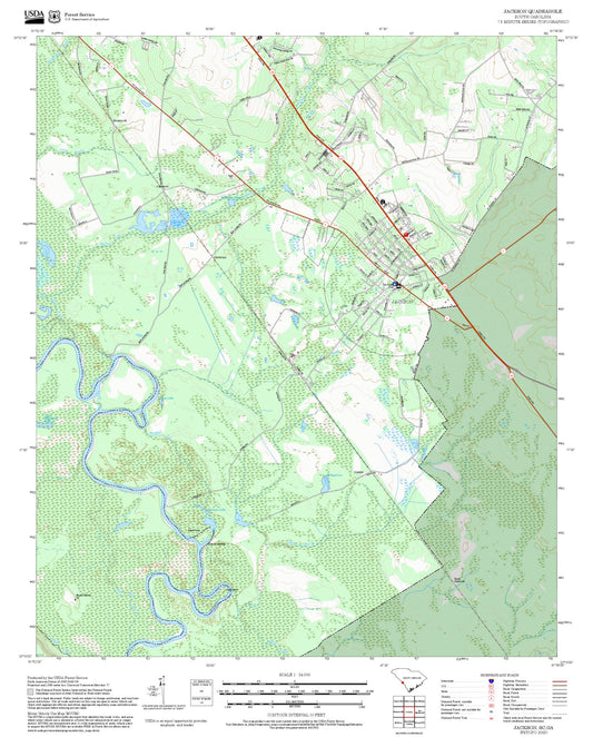 2025 Forest Service Topo Map of Jackson South Carolina