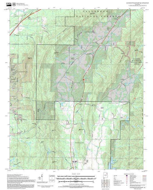 2025 Forest Service Topo Map of Jacksonville East Alabama