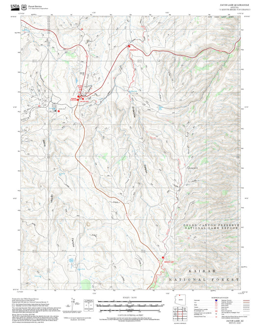 2025 Forest Service Topo Map of Jacob Lake Arizona