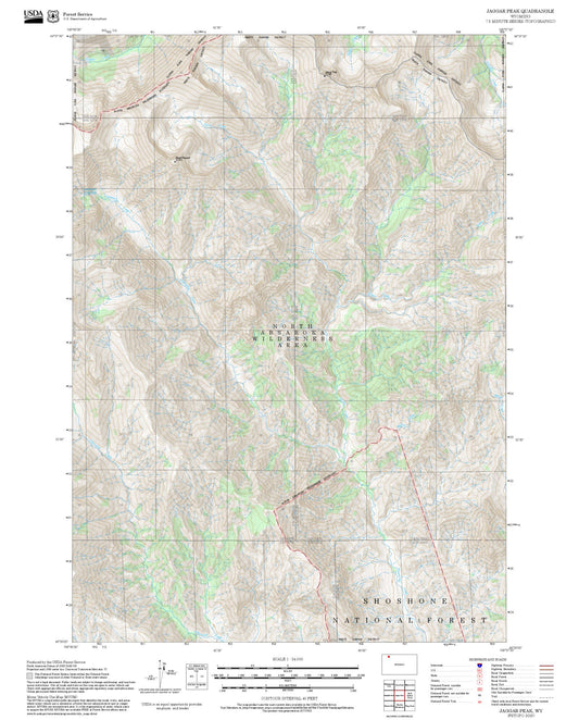 2025 Forest Service Topo Map of Jaggar Peak Wyoming