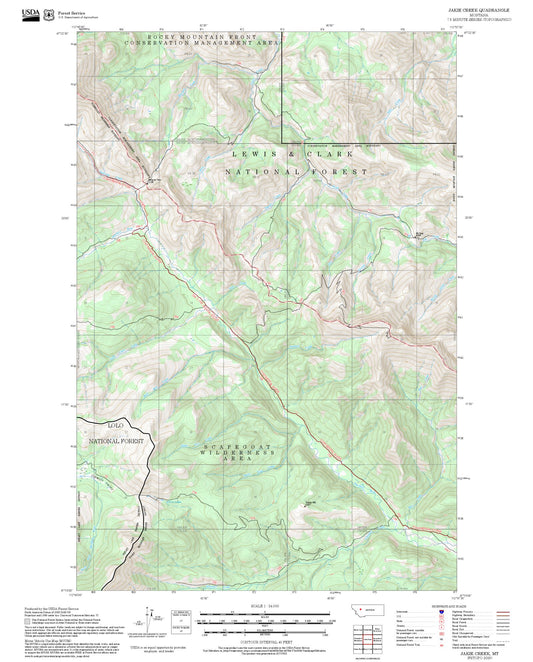 2025 Forest Service Topo Map of Jakie Creek Montana