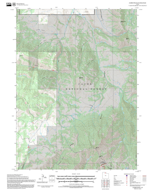 2025 Forest Service Topo Map of James Peak Utah
