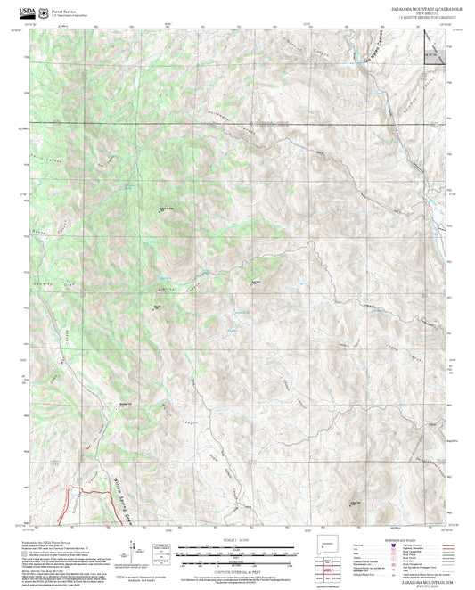 2025 Forest Service Topo Map of Jaralosa Mountain New Mexico