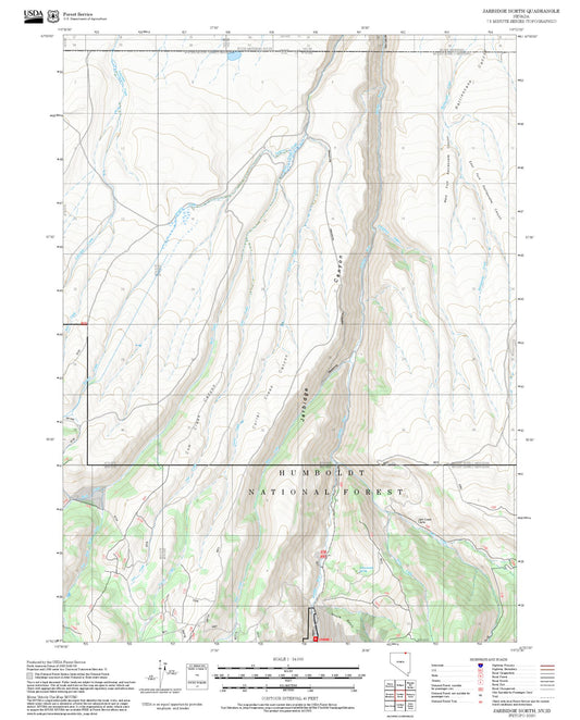 2025 Forest Service Topo Map of Jarbidge North Nevada