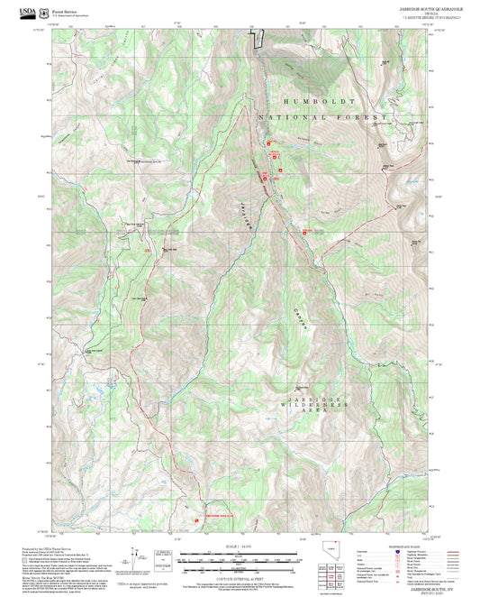 2025 Forest Service Topo Map of Jarbidge South Nevada