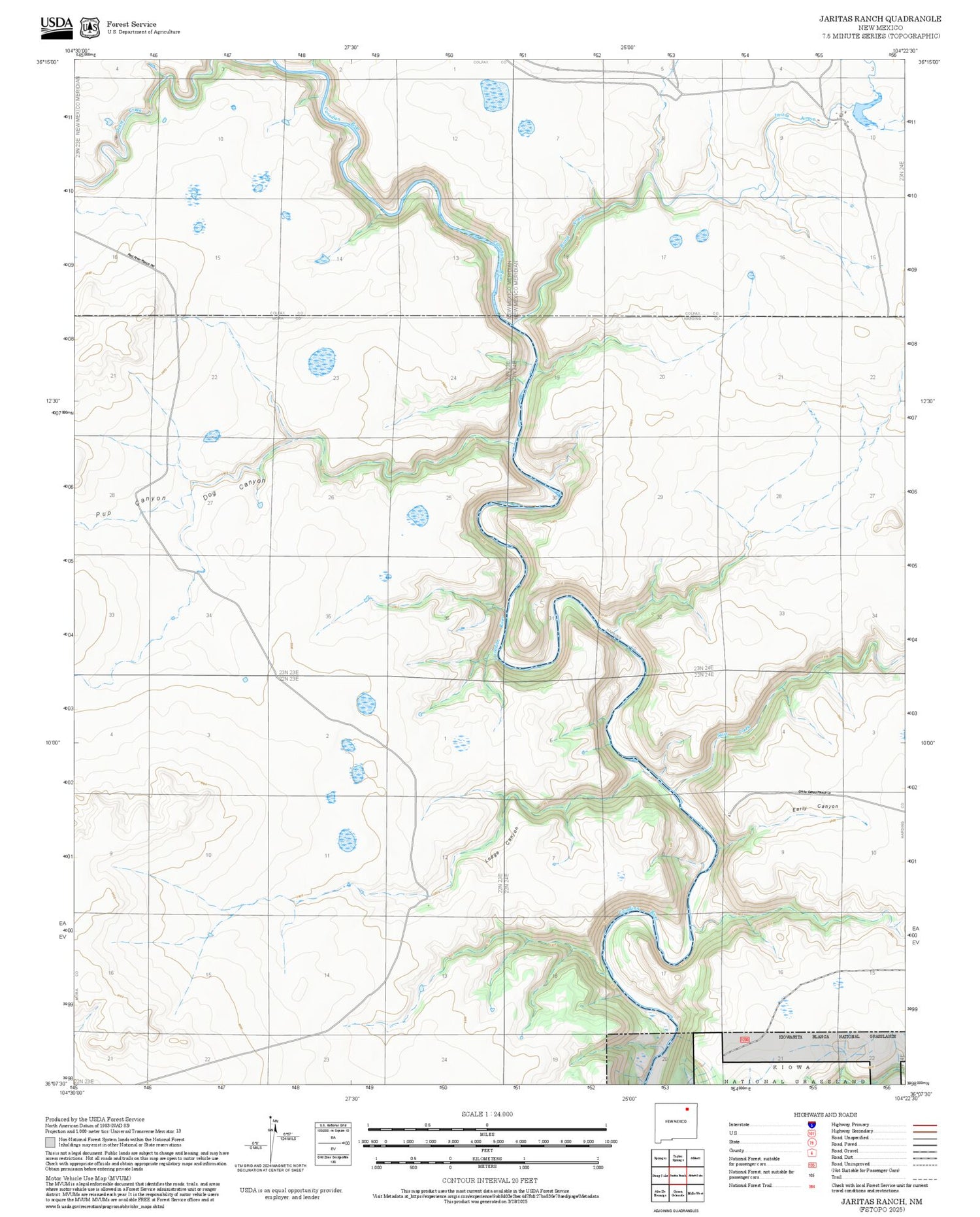 2025 Forest Service Topo Map of Jaritas Ranch New Mexico