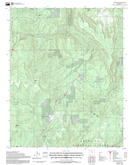 2025 Forest Service Topo Map of Jarosa New Mexico