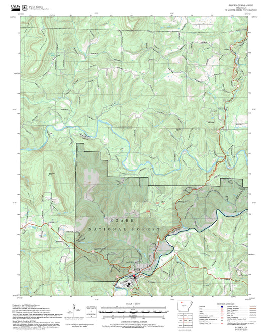 2025 Forest Service Topo Map of Jasper Arkansas