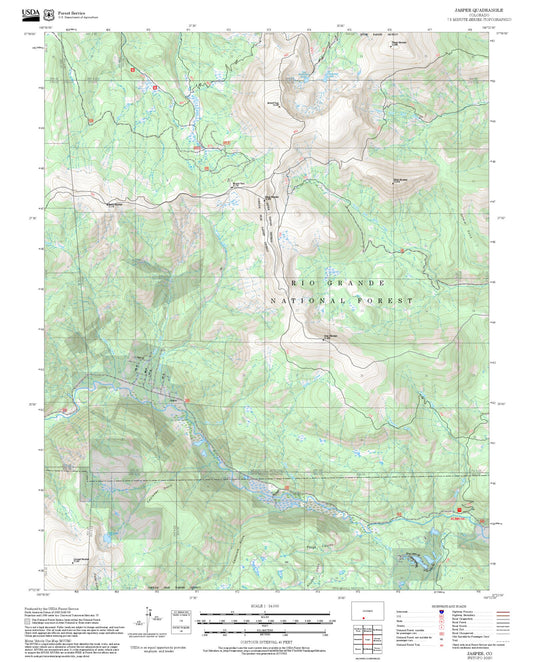 2025 Forest Service Topo Map of Jasper Colorado