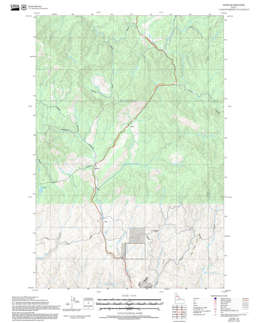 2025 Forest Service Topo Map of Jaype Idaho