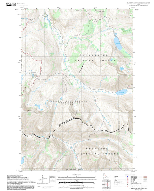 2025 Forest Service Topo Map of Jeanette Mountain Idaho