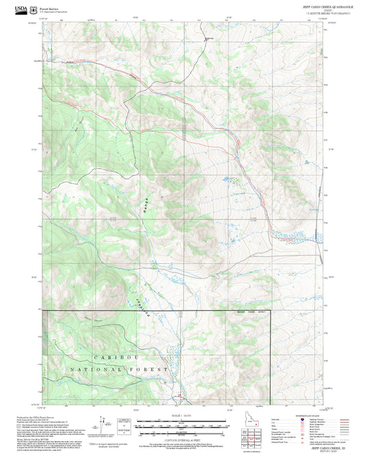 2025 Forest Service Topo Map of Jeff Cabin Creek Idaho