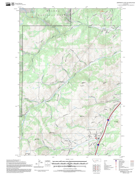 2025 Forest Service Topo Map of Jefferson City Montana