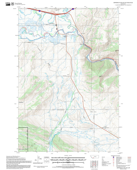 2025 Forest Service Topo Map of Jefferson Island Montana