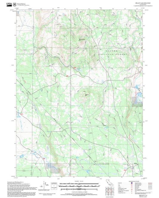 2025 Forest Service Topo Map of Jellico California