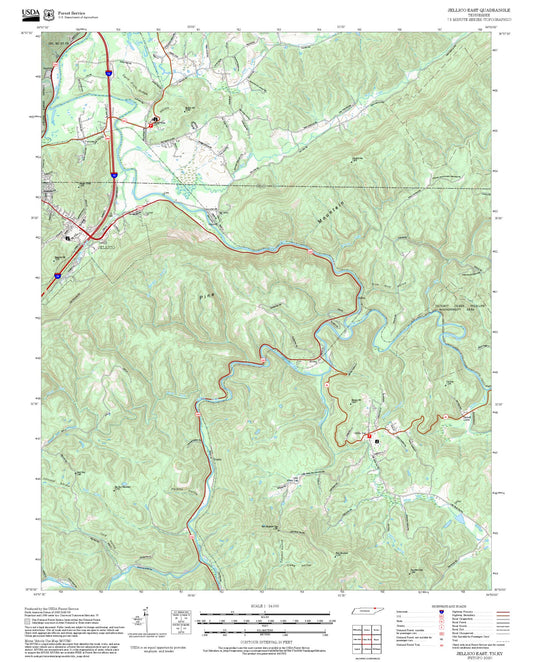 2025 Forest Service Topo Map of Jellico East Tennessee