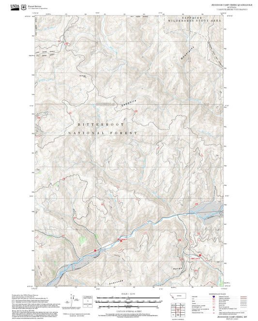 2025 Forest Service Topo Map of Jennings Camp Creek Montana