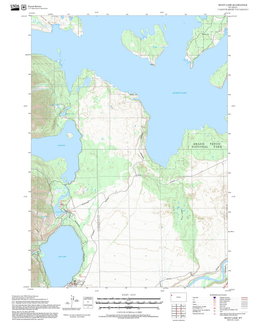 2025 Forest Service Topo Map of Jenny Lake Wyoming