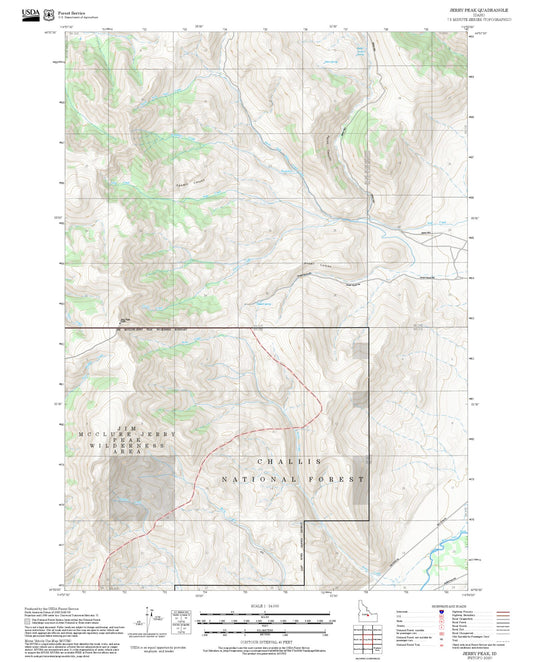 2025 Forest Service Topo Map of Jerry Peak Idaho
