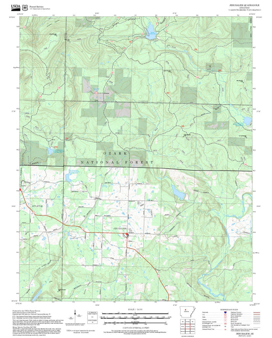 2025 Forest Service Topo Map of Jerusalem Arkansas