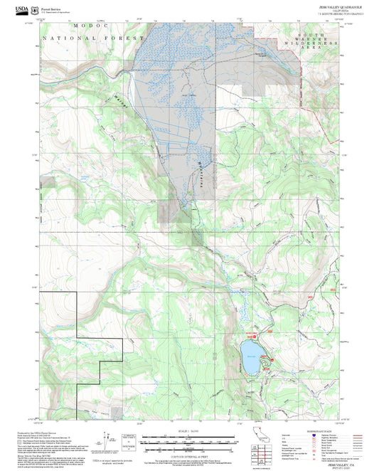 2025 Forest Service Topo Map of Jess Valley California