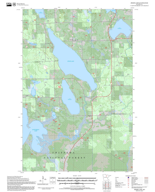 2025 Forest Service Topo Map of Jessie Lake Minnesota