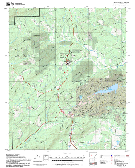 2025 Forest Service Topo Map of Jessieville Arkansas