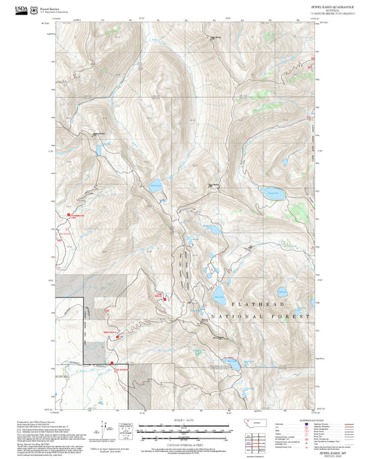 2025 Forest Service Topo Map of Jewel Basin Montana
