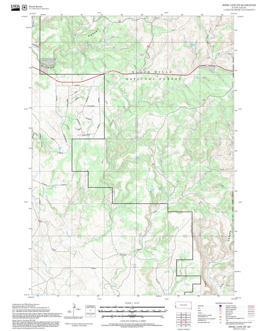2025 Forest Service Topo Map of Jewel Cave NW South Dakota
