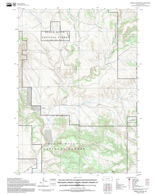 2025 Forest Service Topo Map of Jewel Cave SW South Dakota