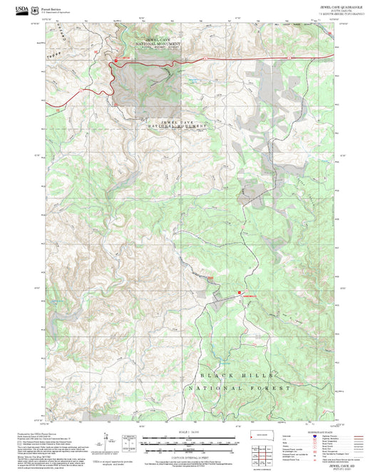 2025 Forest Service Topo Map of Jewel Cave South Dakota