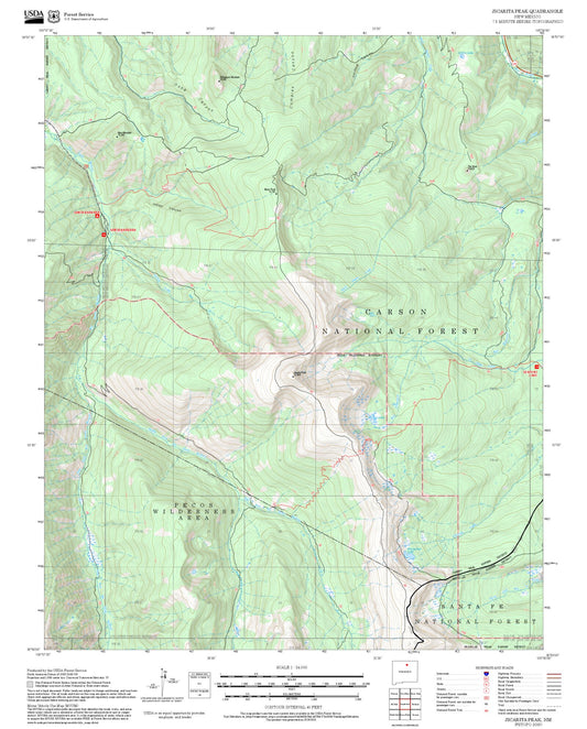 2025 Forest Service Topo Map of Jicarita Peak New Mexico