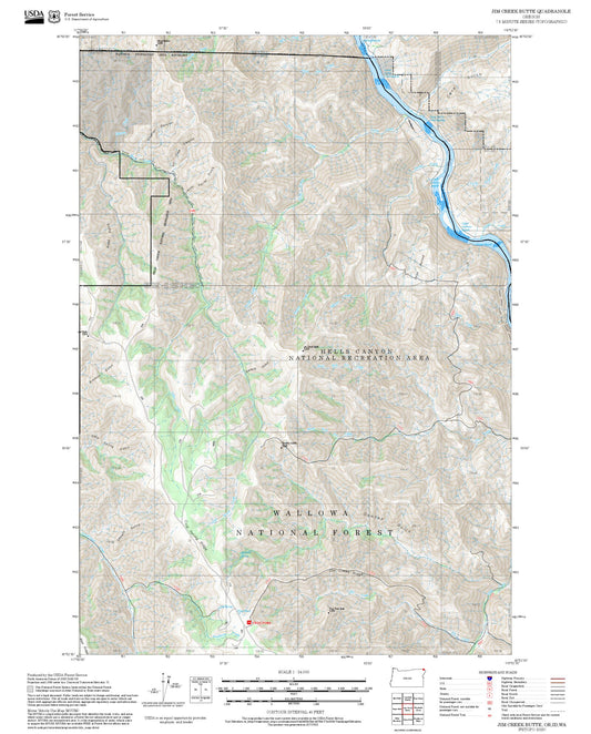 2025 Forest Service Topo Map of Jim Creek Butte Oregon