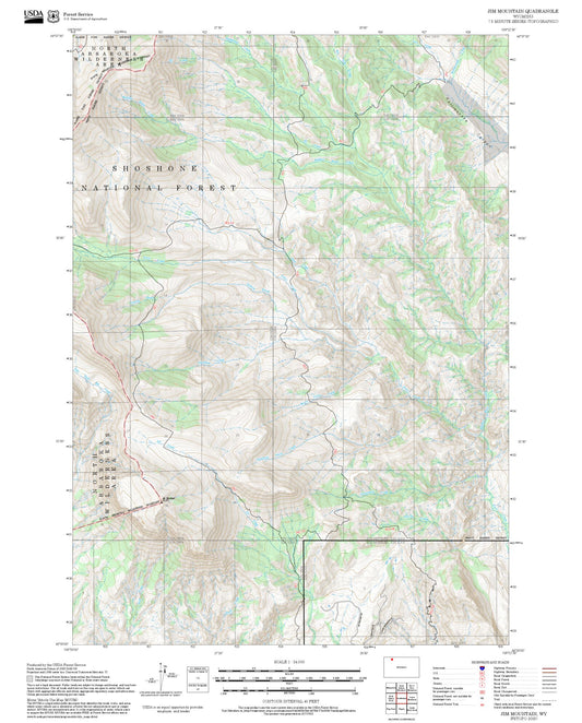 2025 Forest Service Topo Map of Jim Mountain Wyoming