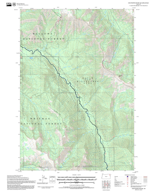 2025 Forest Service Topo Map of Jim White Ridge Oregon