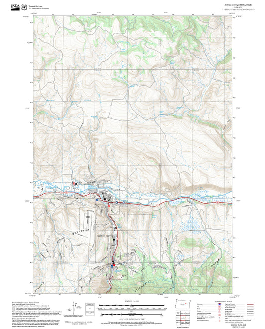 2025 Forest Service Topo Map of John Day Oregon
