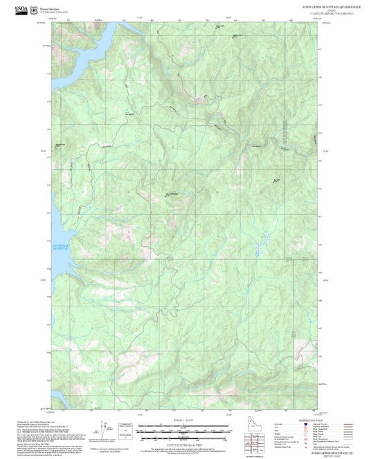 2025 Forest Service Topo Map of John Lewis Mountain Idaho