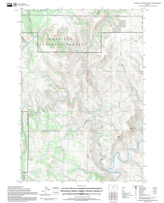 2025 Forest Service Topo Map of Johnny Cake Mountain Oregon