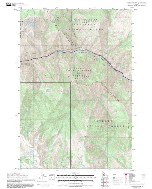 2025 Forest Service Topo Map of Johnson Butte Idaho