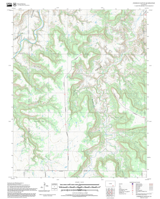 2025 Forest Service Topo Map of Johnson Canyon Colorado