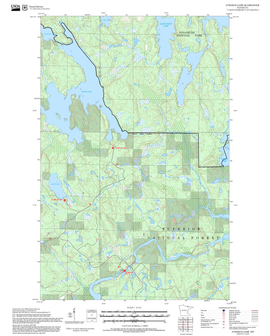2025 Forest Service Topo Map of Johnson Lake Minnesota