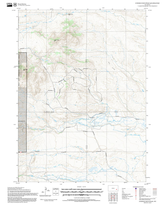 2025 Forest Service Topo Map of Johnson Mountain Wyoming