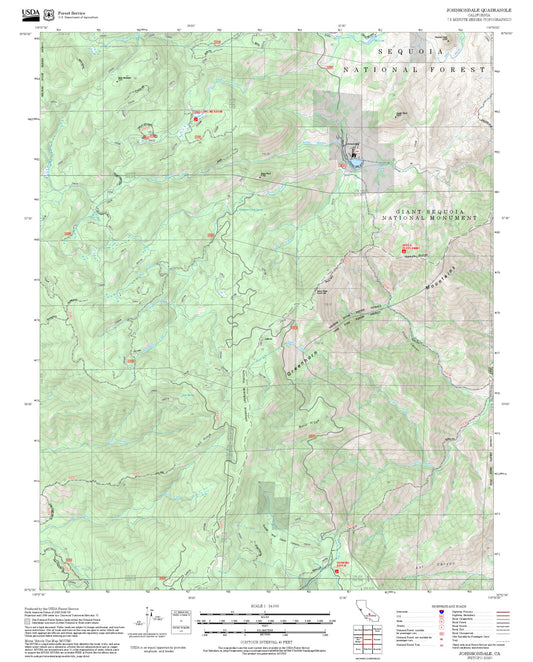 2025 Forest Service Topo Map of Johnsondale California
