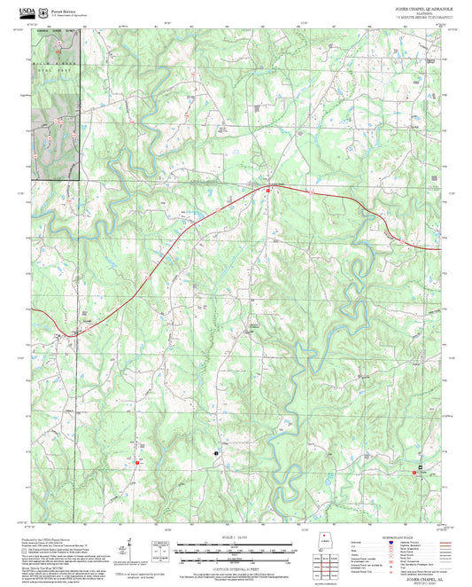 2025 Forest Service Topo Map of Jones Chapel Alabama
