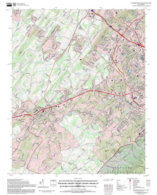 2025 Forest Service Topo Map of Jonesborough Tennessee