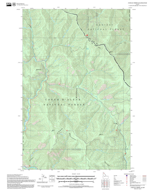 2025 Forest Service Topo Map of Jordan Creek Idaho