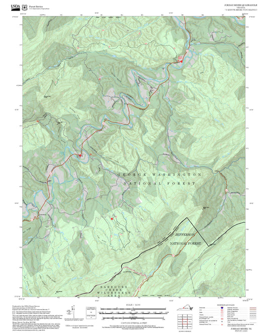 2025 Forest Service Topo Map of Jordan Mines Virginia