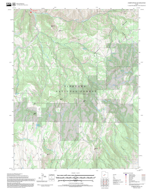 2025 Forest Service Topo Map of Joseph Peak Utah
