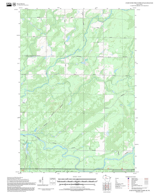 2025 Forest Service Topo Map of Jump River Fire Tower NE Wisconsin