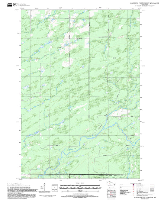 2025 Forest Service Topo Map of Jump River Fire Tower NW Wisconsin